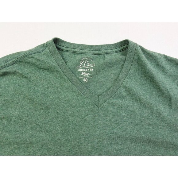 J. Crew Authentic Broken In Sz Medium Green V Neck Knit Goods Cotton Fashion Tee - Picture 9 of 9